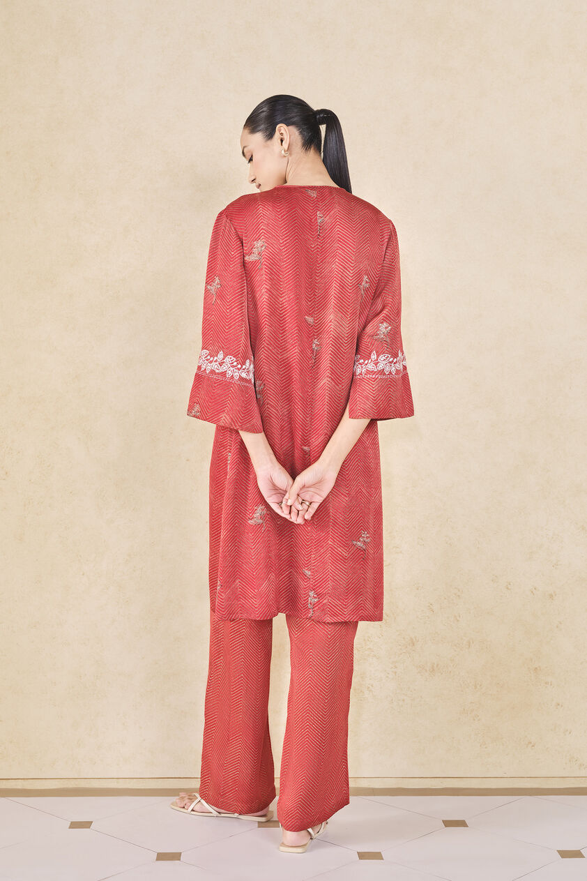 Roisin Handcrafted Ajrakh Co-ord - Red, Red, image 2